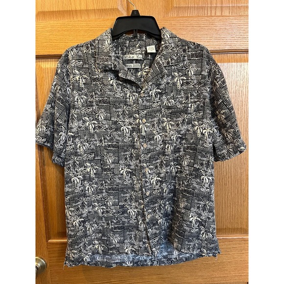 batik bay Other - Vintage Batik Bay Men's Black Tan Hawaiian Casual Summer Beach Shirt Size M